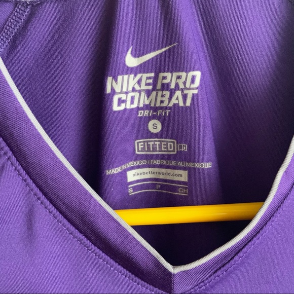 Nike Pro Combat Dri-Fit Fitted V-Neck Tee T-Shirt Size Small - Picture 2 of 6